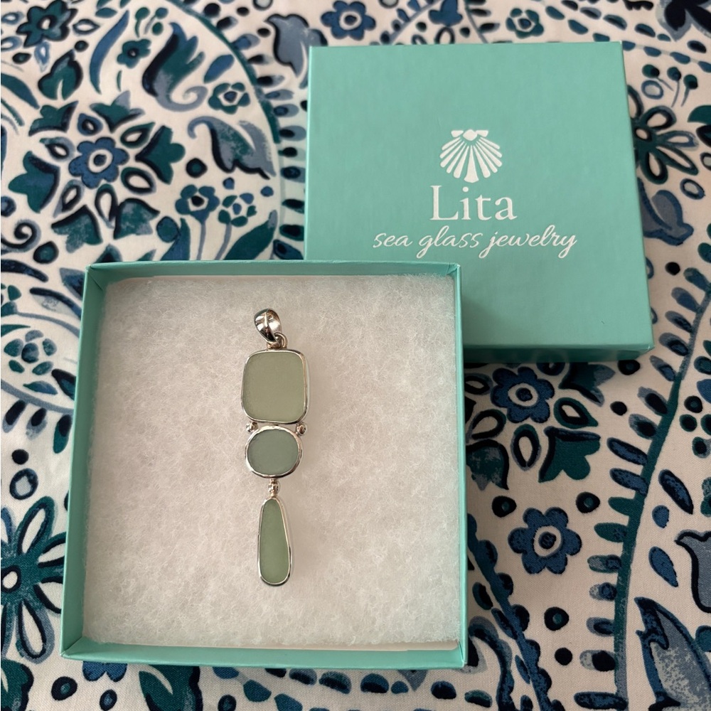 Lita Sea Glass Jewelry Three Tiered Necklace Pendant